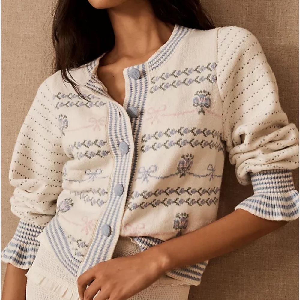 Love Shack Fancy bow season cardigan. Size M.